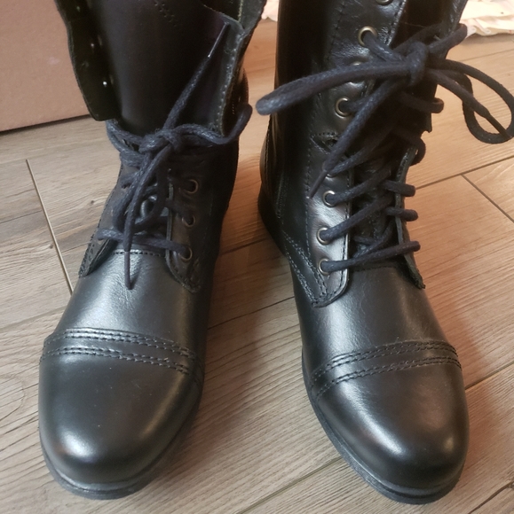 Steve Madden Black Leather Troopa Boots 7.5 - Picture 3 of 6